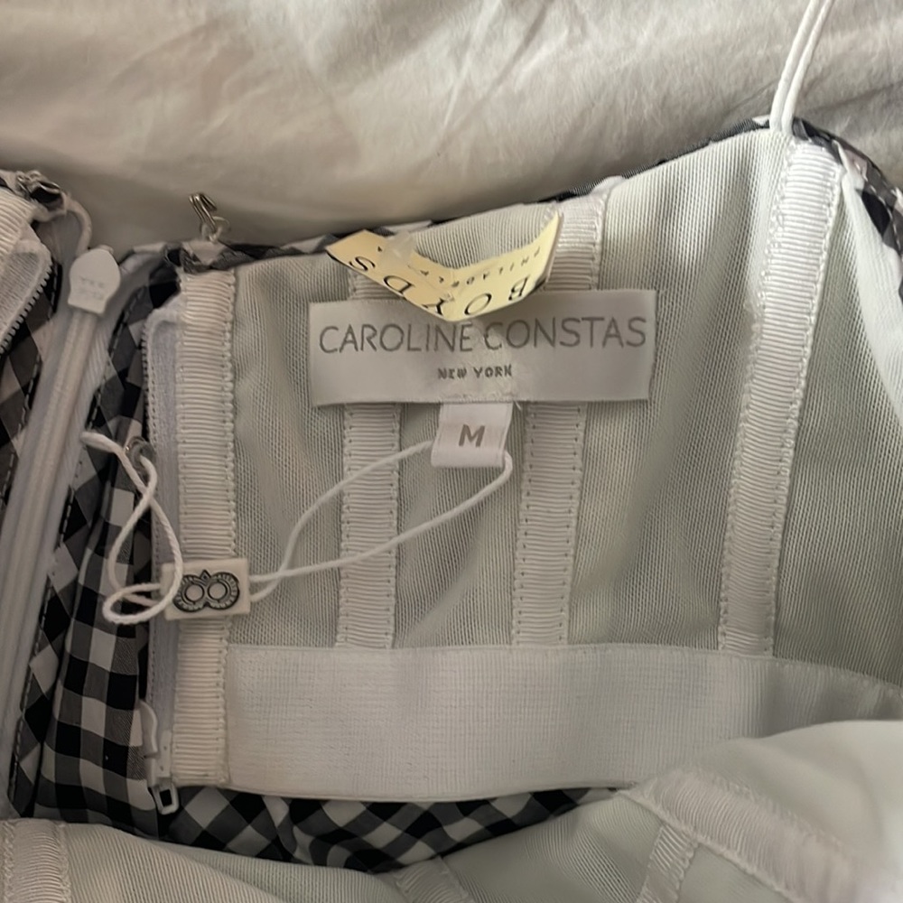 Caroline Constas Black Gingham Cold Shoulder Top - image 3